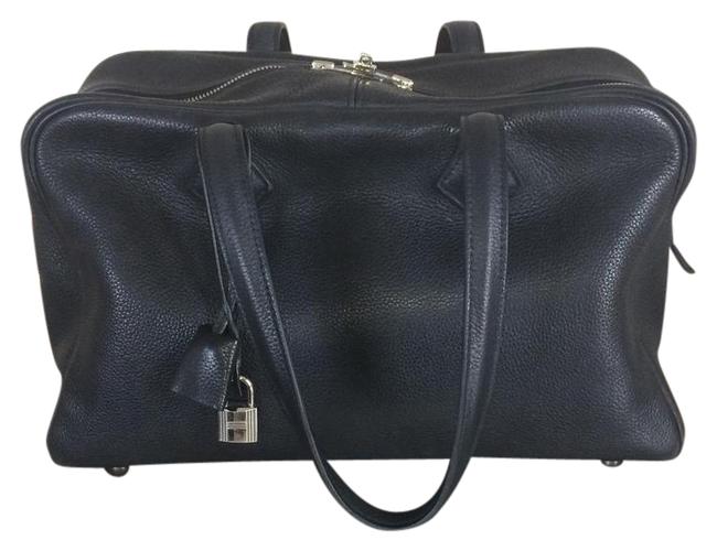Hermes Victoria Il Black Leather Satchel