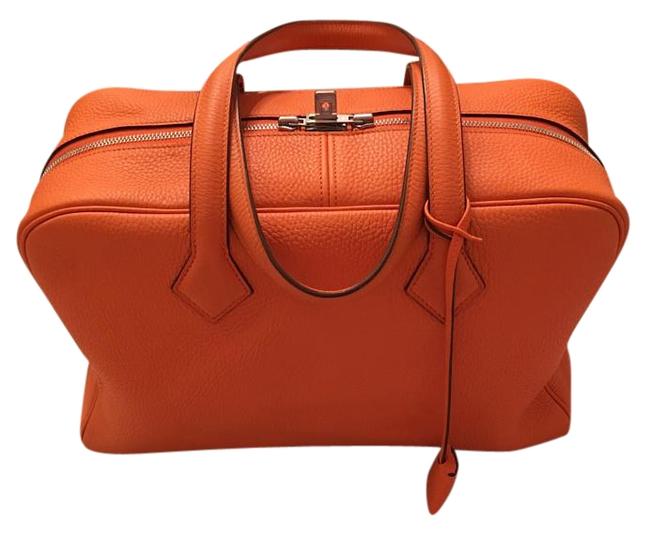 Hermes Victoria Orange Leather Tote
