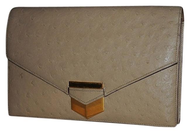Hermes Vintage Real Pan Beige Exotic Genuine Ostrich Clutch