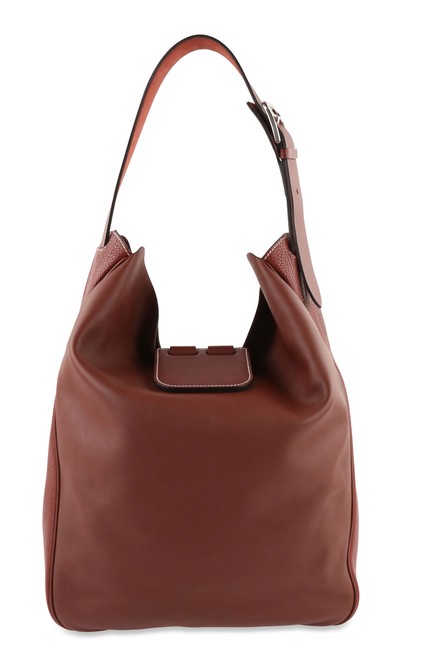 Hermes Virevolte Burgundy Red Swift with Clemence Leathers Shoulder Bag