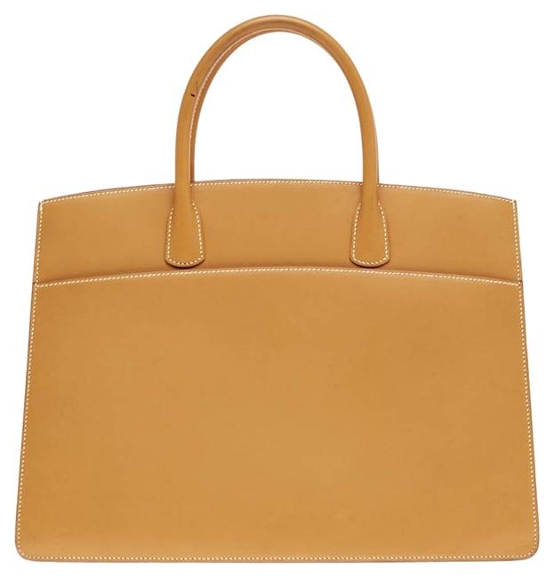 Hermes White Bus 40 Natural Leather Tote