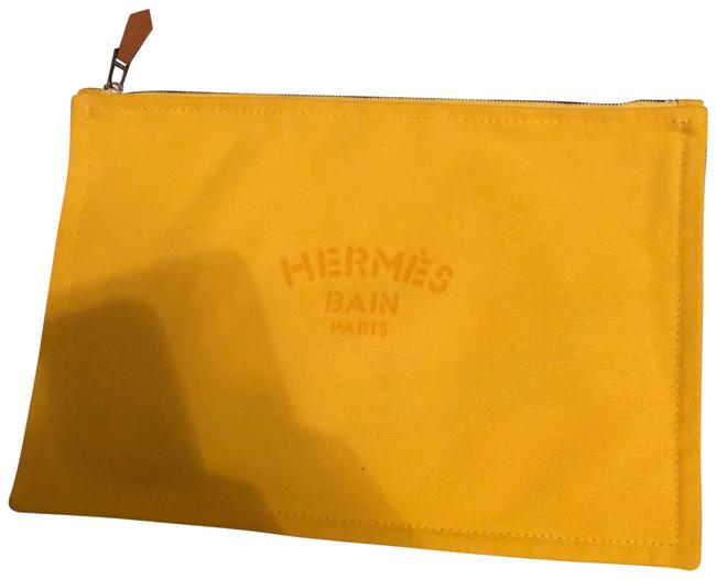 Hermes Yachting Gm Pouch In Yellow Canvas Clutch
