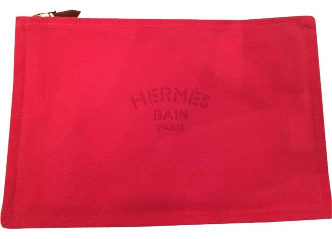 Hermes Yachting Pouch Gm Pink Canvas Clutch