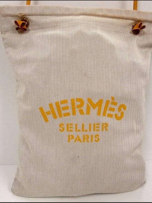 Hermes Yellow Cotton and Leather Shoulder Bag