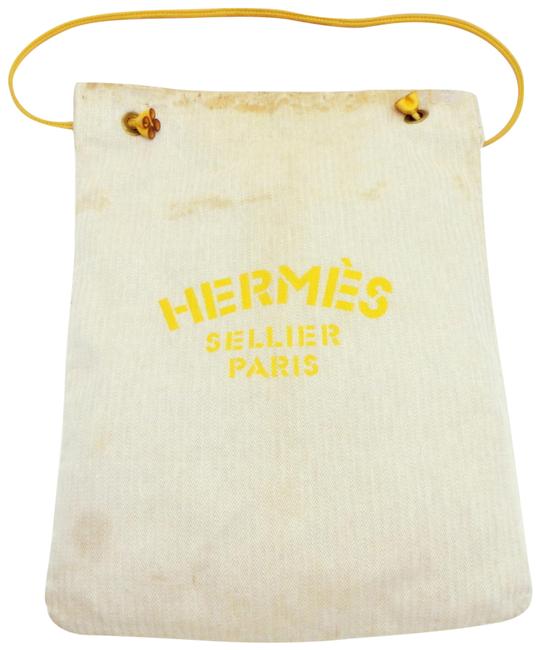 Hermes Yellow Herringbone Aline Grooming 230931 Beige Canvas Tote