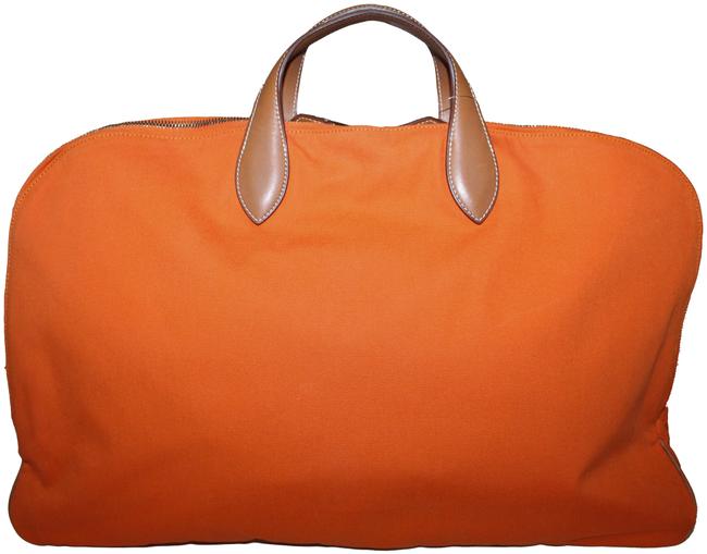 Hermes Zip Around Orange Fabric Weekend/Travel Bag