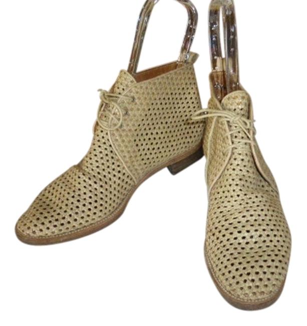 Hermes Beige Woven Leather Italy BootsBooties  