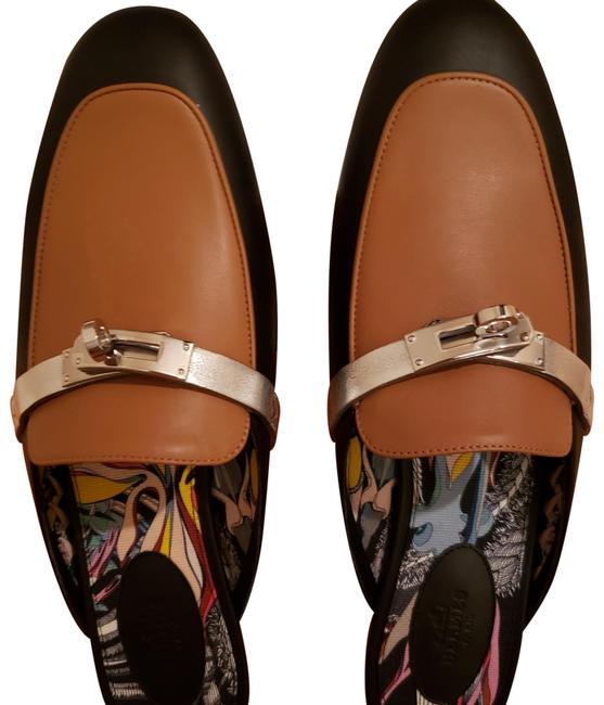 Hermes Black  Naturel Oz Mule Calfskin Flats    