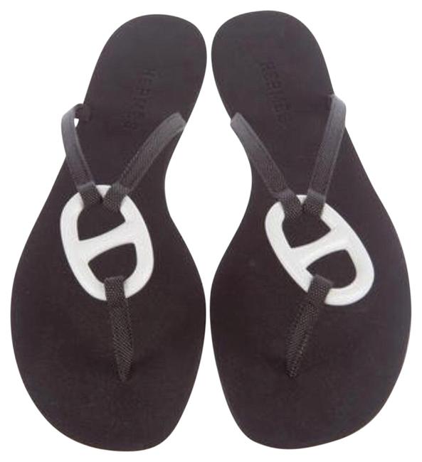 Hermes Black  White Kala Nera Sandals      