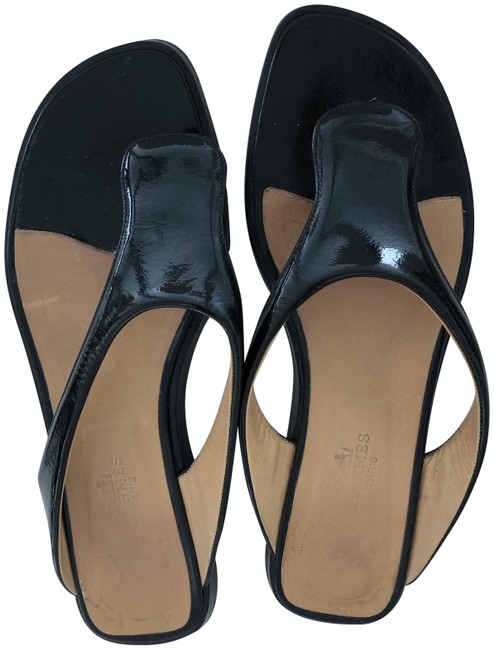 Hermes Black Beachwear Sandals      