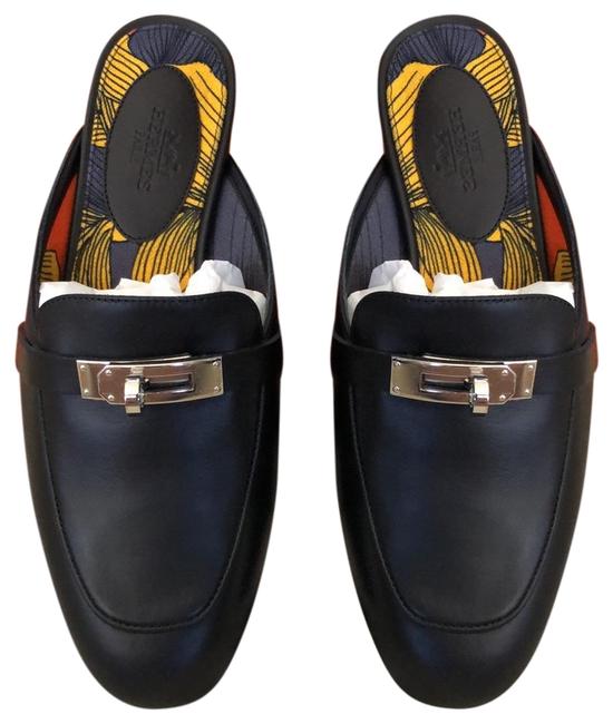 Hermes Black Kelly Oz Lock MulesSlides    