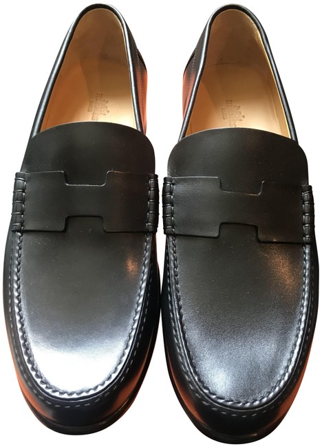Hermes Black Kennedy Loafer Mens Formal Shoes    