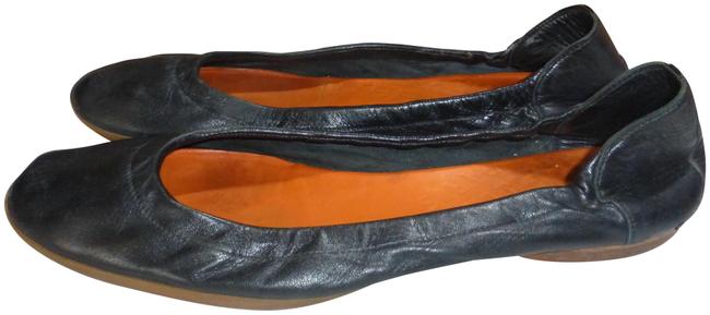 Hermes Black Leather Italy 10 Long Flats    