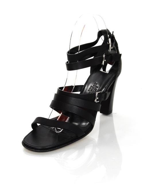 Hermes Black Leather Strappy It36 Sandals  