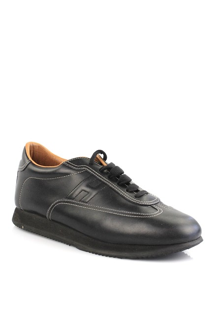 Hermes Black Leather Walking Sneakers    