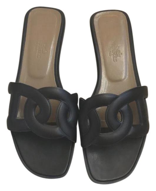 Hermes Black Omaha Sandals    