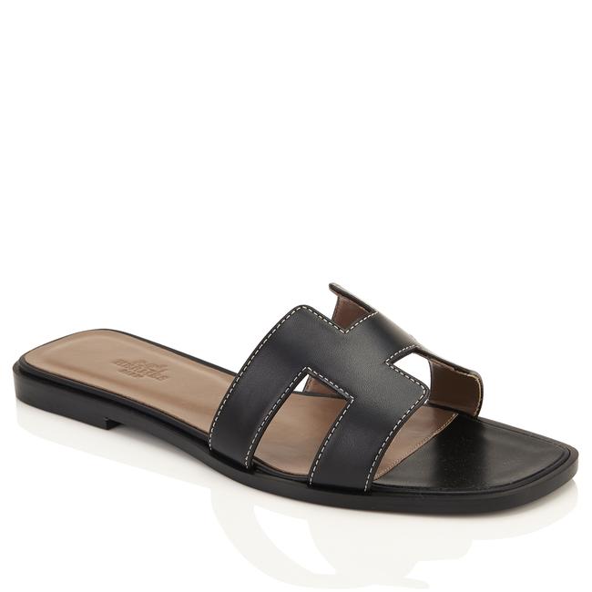 Hermes Black Oran 38 Sandals    
