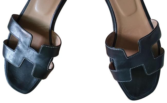Hermes Black Oran Sandal Flats    