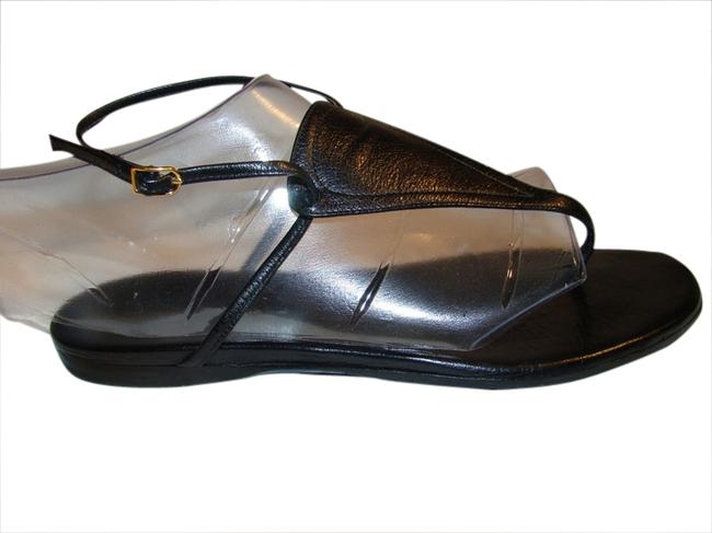 Hermes Black Calfskin Thong Toe Gladiator Sandals  