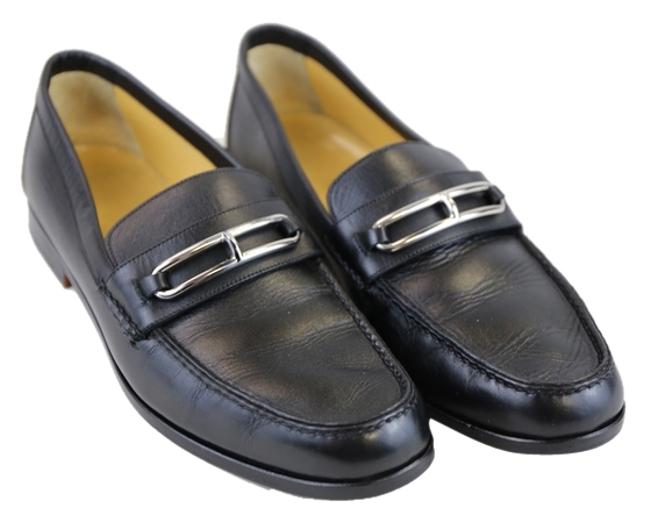 Hermes Black Vintage Mens Loafers Formal Shoes    