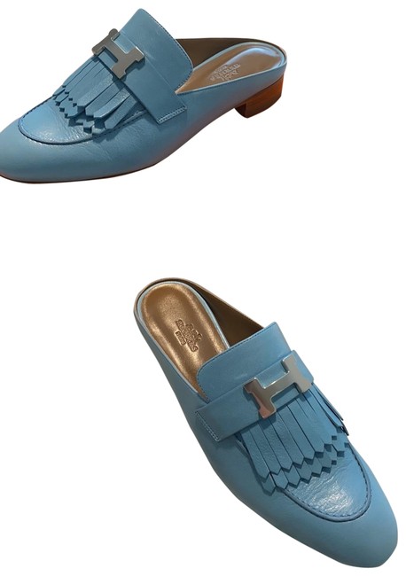 Hermes Blue Ciel Rivoli MulesSlides      