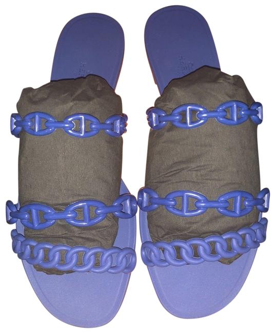 Hermes Blue Rivage Flats      