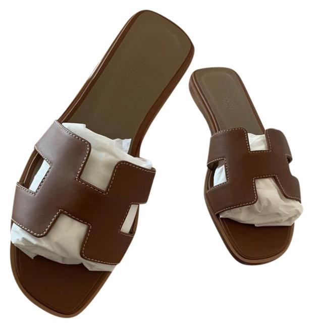 Hermes Brown Calf Leather Sandals      