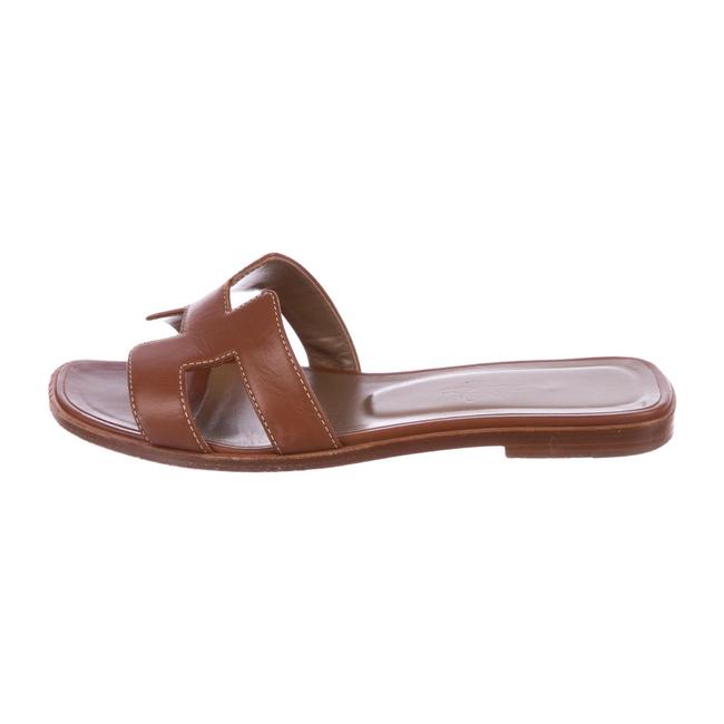 Hermes Brown Cognac Sandals      