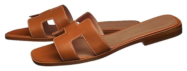 Hermes Brown Gold Sandals      