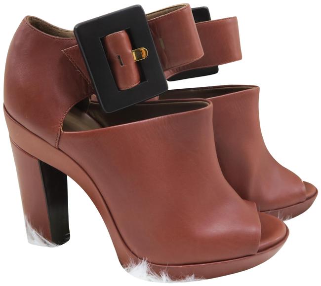 Hermes Brown Leather Pumps Platforms    