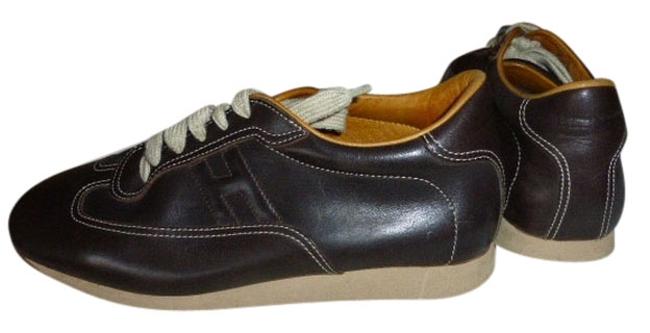 Hermes Brown Leather Italy Sneakers    