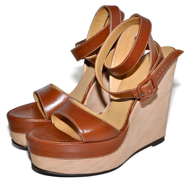 Hermes Brown Paris Ultra High Platform 5.5 Inch High Heels Wedges  