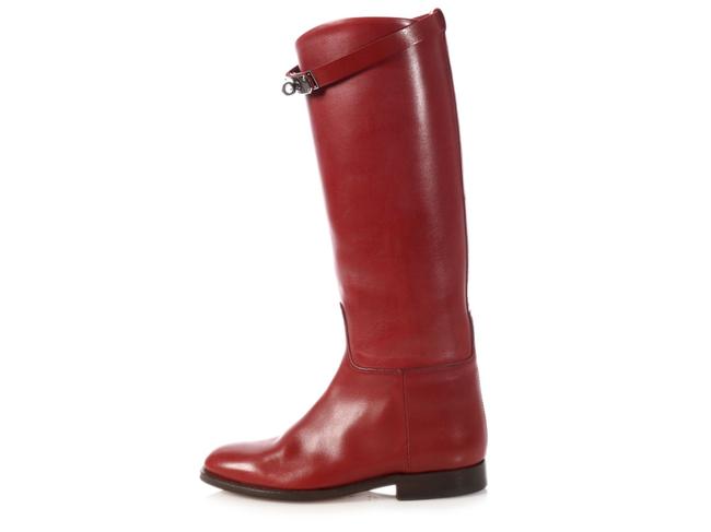 Hermes Red Burgundy Leather Jumping BootsBooties      