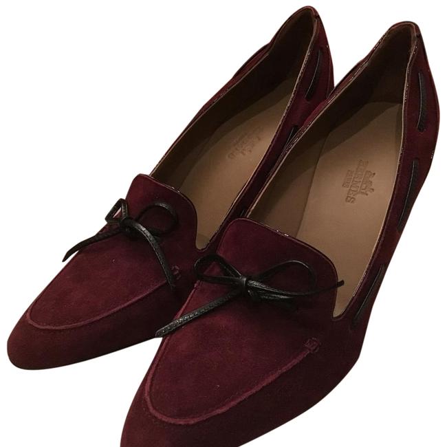 Hermes BurgundyBlack Faveur Pumps    