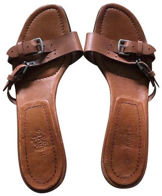 Hermes Cognac Brown Sandals      