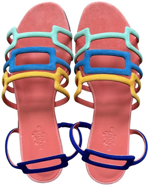 Hermes Colorful Velvet Goatskin Sandals      