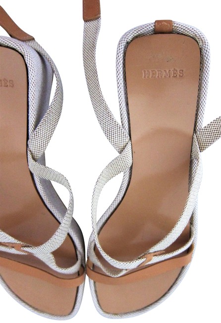 Hermes Cream and Beige Leather  Sandals    