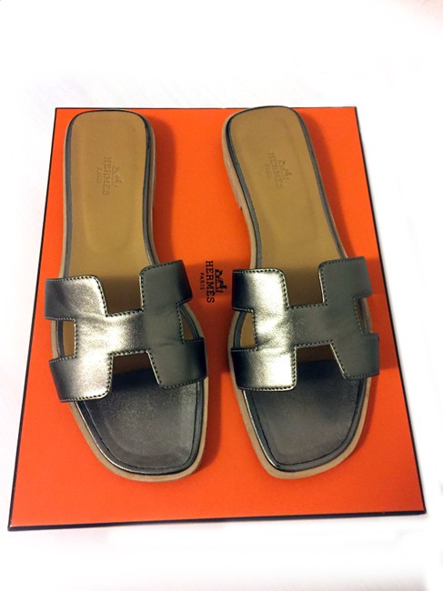 Hermes Metallic Bronze Limited Edition Oran Sandals    