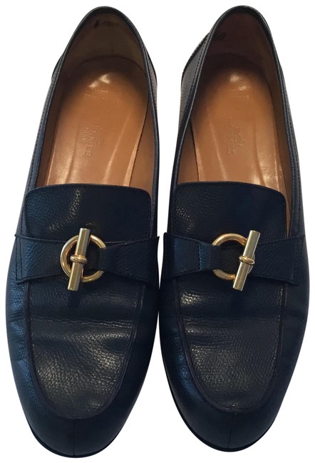 Hermes Navy Blue Loafers Flats      
