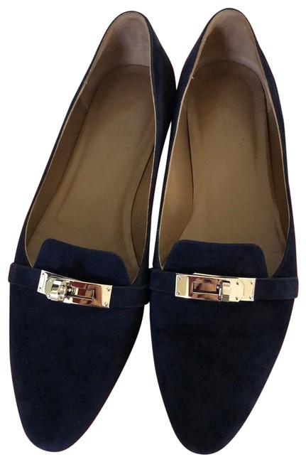 Hermes Navy Blue Pegasus Ballerina Flats      