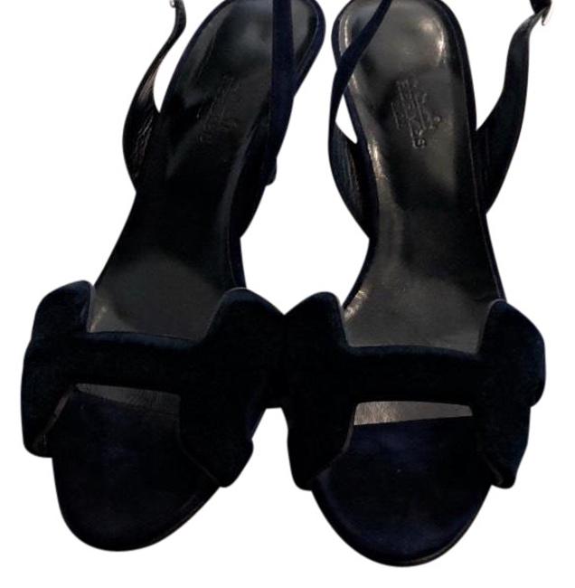Hermes Navy BlueBlack Sandle Formal Shoes      