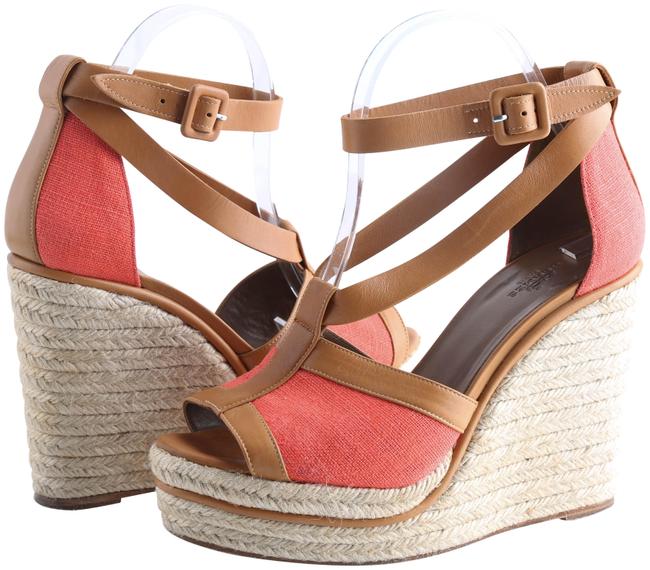 Hermes Orange Ibiza Espadrille Strappy Wedges    