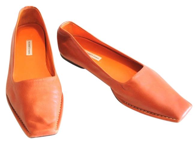 Hermes Orange Leather Loafers Flats  