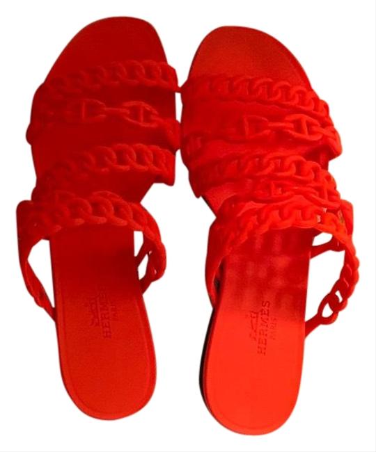 Hermes Orange Jelly Rivage Sandals      