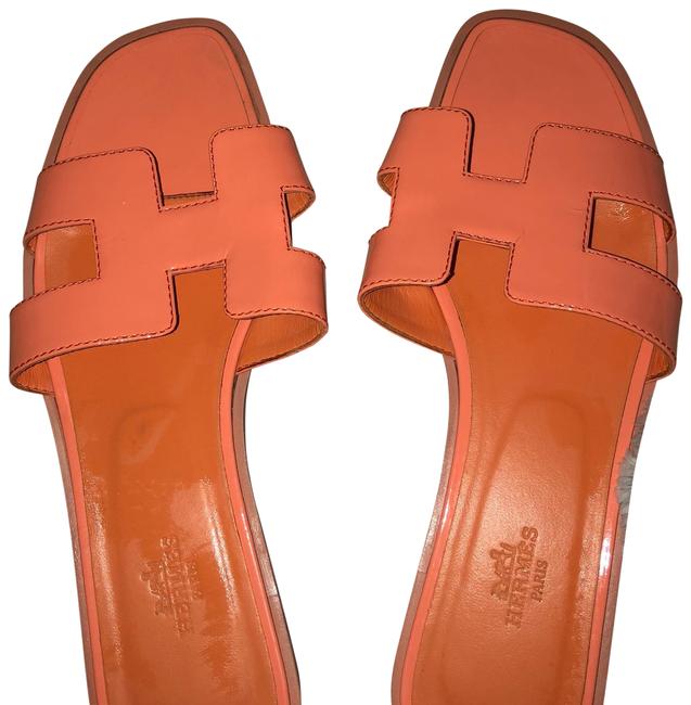 Hermes Peach Oran Sandal Flats     Narrow Aa, N