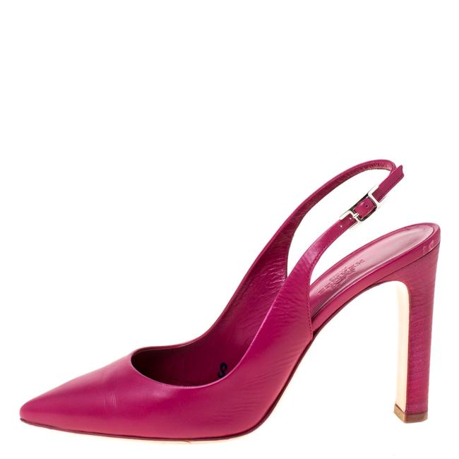 Hermes Pink Leather Slingback Pointed Sandals    