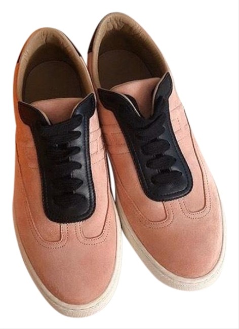 Hermes Pink Quicker Velvet Calfskin Sneakers    