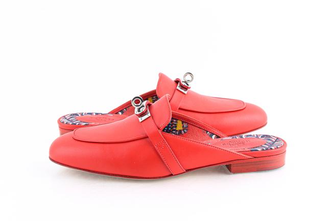 Hermes Red Oz Leather MulesSlides    