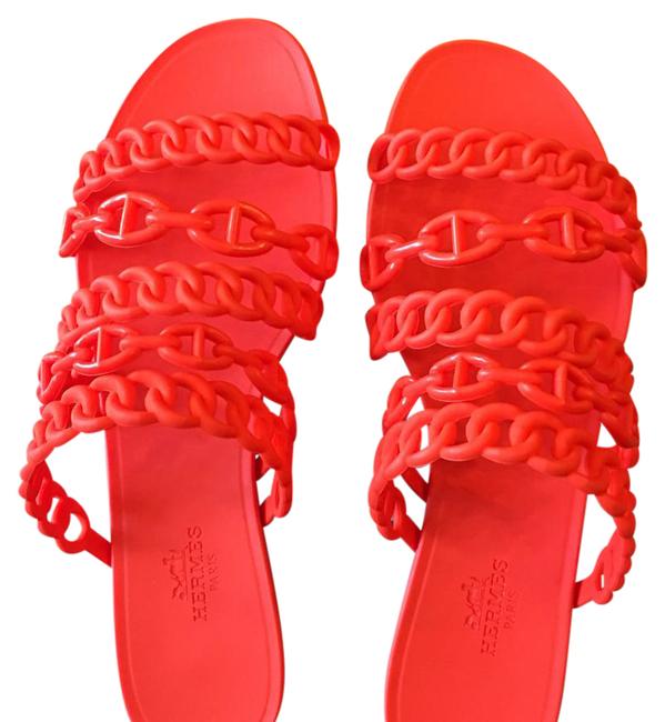 Hermes Red Summer Nude Sandals    
