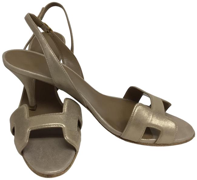 Hermes Rose Gold Slingback Sandals      